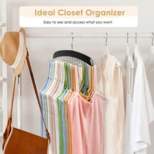 Tank Top Hanger Space Saving - Fitnice Bra Hanger for Closet Organizer with 360° Rotating 24 Foldable Metal Hooks Bra Organizer Wooden Tie Storage Rack for Camisoles, Bras, Belts, Scarfs 2Pack