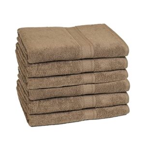 vanme, 100% cotton, bath sheet, drap de bain, 30" x 60", zero twist bath towel, soft and absorbent, pack, 3 or 6 pieces, professional construction for everyday use (6, deep taupe)