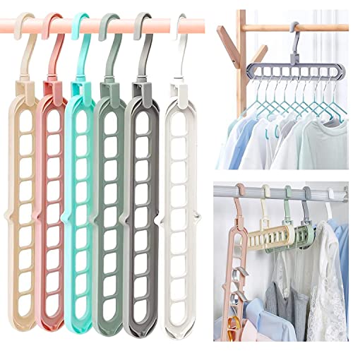 Pack of 6 Magic Hangers Wardrobe Closet Organizers Storage,Closet Organizer Space Saving Sturdy Pink and Blue Plastic Hangers for Home College Dorm Room Essentials for Wardrobe