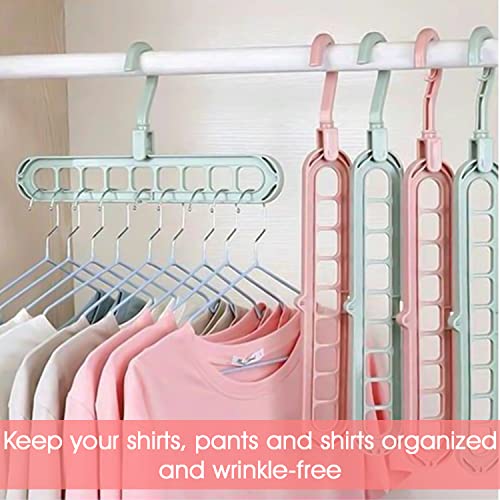 Pack of 6 Magic Hangers Wardrobe Closet Organizers Storage,Closet Organizer Space Saving Sturdy Pink and Blue Plastic Hangers for Home College Dorm Room Essentials for Wardrobe