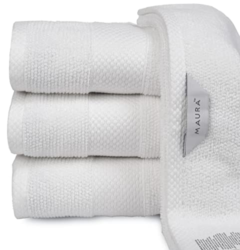 Maura Premium Hand Towels 100% Cotton 16x30 Oversized Ultra Absorbent Quick Dry Soft Towels for Bathroom Extra Large Hand Towels, White