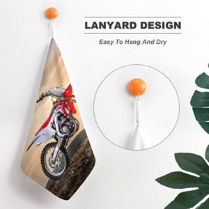 Lurnise Hand Towel Moto Sunset Hand Towels Dish Towel Lanyard Design for Bathroom Kitchen Sports