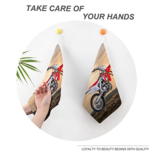 Lurnise Hand Towel Moto Sunset Hand Towels Dish Towel Lanyard Design for Bathroom Kitchen Sports