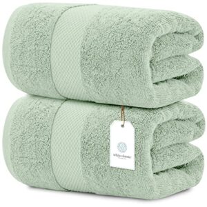 White Classic Luxury Washcloths | 12 Pack Luxury Bath Sheet | 2 Pack Bundle (Green)