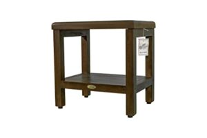 decoteak classic shower bench eleganto natural wooden seat shower stool with shelf 18" armless open back bench in woodland brown finish
