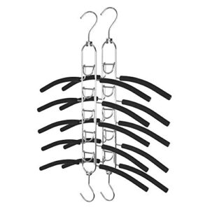 topia hanger 5 in 1 multi layer clothing hanger with anti-slip eva sponge (2 pack), duty space saving clothes metal hanger, closet organizers and storage for tank tops, shirt,sweater,coat- black ct25b