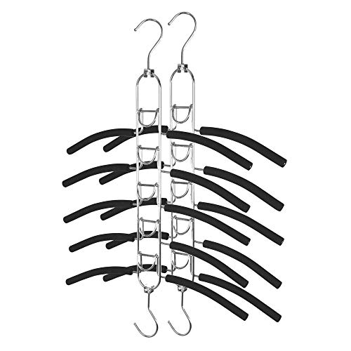 TOPIA HANGER 5 in 1 Multi Layer Clothing Hanger with Anti-Slip EVA Sponge (2 pack), Duty Space Saving Clothes Metal Hanger, Closet Organizers and Storage for Tank Tops, Shirt,Sweater,Coat- Black CT25B