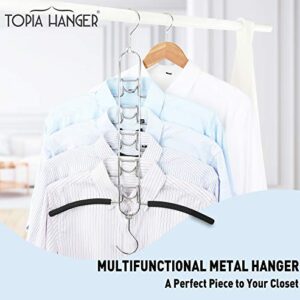 TOPIA HANGER 5 in 1 Multi Layer Clothing Hanger with Anti-Slip EVA Sponge (2 pack), Duty Space Saving Clothes Metal Hanger, Closet Organizers and Storage for Tank Tops, Shirt,Sweater,Coat- Black CT25B