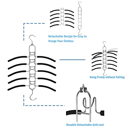 TOPIA HANGER 5 in 1 Multi Layer Clothing Hanger with Anti-Slip EVA Sponge (2 pack), Duty Space Saving Clothes Metal Hanger, Closet Organizers and Storage for Tank Tops, Shirt,Sweater,Coat- Black CT25B