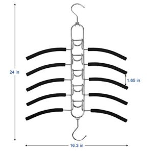 TOPIA HANGER 5 in 1 Multi Layer Clothing Hanger with Anti-Slip EVA Sponge (2 pack), Duty Space Saving Clothes Metal Hanger, Closet Organizers and Storage for Tank Tops, Shirt,Sweater,Coat- Black CT25B