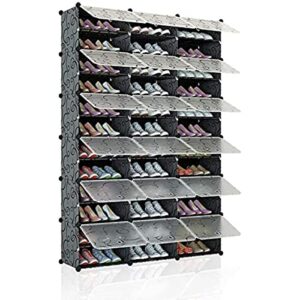 stylish and space-saving shoe rack organizer with doors - perfect for organizing your shoes (72 pairs), easy to assemble, multi-functional shoe storage cabinet for closet, entryway, garage, stackable design, durable metal frame