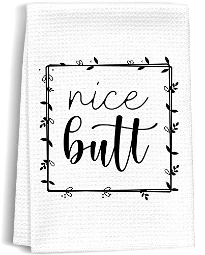 Peaces of Joy Nice Butt Funny Hand Towel with Sayings for Bathroom, Rustic Cute Dish Kitchen Fingertip Towels for Home, Decorative Farmhouse Bath Sign Housewarming Gifts