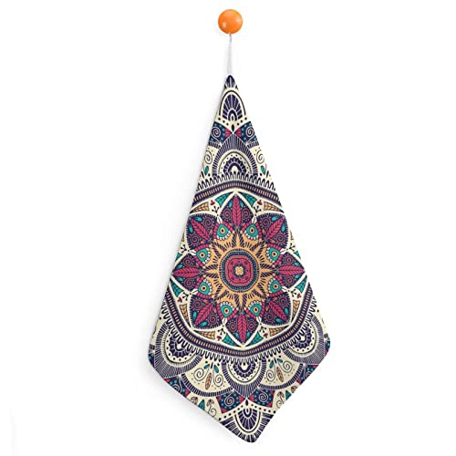 Lurnise Hand Towel Mandala Hand Towels Dish Towel Lanyard Design for Bathroom Kitchen Sports