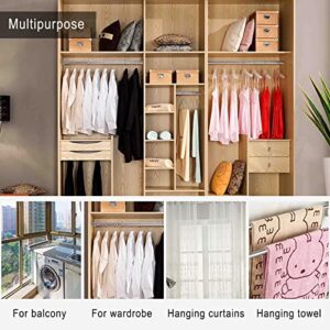 Closet Pole, Closet Rod with Telescopic Adjustment, with Wardrobe Rail Rod Pole Socket and Screws, Pack-2, Clothes Rod for Closet Suitable for Wardrobes, Cabinets, Bathrooms (15.7‘’-27.6‘’)