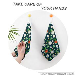 Lurnise Hand Towel Shamrock and White Flowers Golden Coins Hand Towels Dish Towel Lanyard Design for Bathroom Kitchen Sports