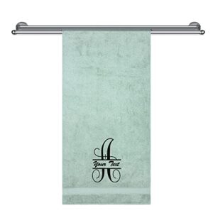 monogrammed bath sheet towels for bathroom, hotel, spa, pool, super soft, highly absorbent turkish towel 100% cotton oversized 40 x 80 extra large jumbo decorative personalized bath sheets, green
