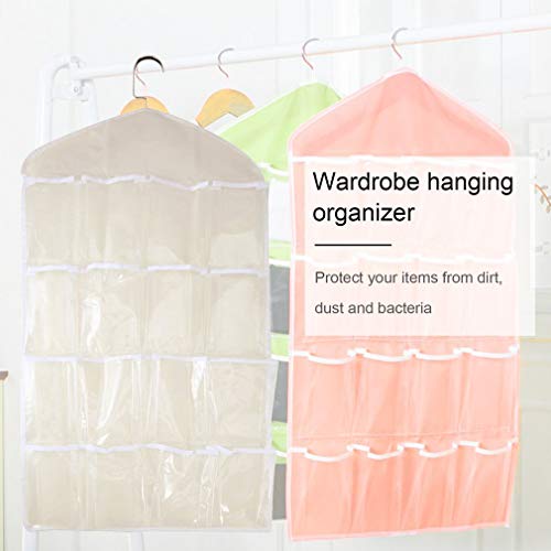 Lobonbo 1pc 16 Pockets Hanging Bag Wall Wardrobe Storage Organizer Socks Underwear Sundries Sorting Storage Bags Bathroom Accessories(Beige)