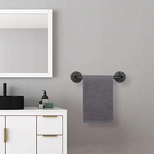 Jeasor Industrial Pipe Towel Rack Towel Bar, Heavy Duty Wall Mounted Rustic Farmhouse Bath Towel Holder for Bathroom (Black, 12 inch)