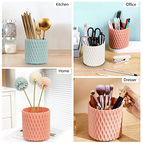 Makeup Brush Holder 360° Rotating Organizer 5 Slot Cosmetic Storage Makeup Brushes Cup Pen Holder for Vanity, Desk,Bathroom Countertops,Nordic Style Waterproof Cosmetic Display Cases (White)