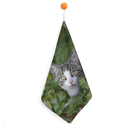 Lurnise Hand Towel Cat Leaves Hand Towels Dish Towel Lanyard Design for Bathroom Kitchen Sports