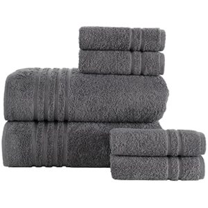 hammam linen bath sheet towels 6 pieces bundle | includes: 2 luxury bath sheet towels, 4 hand towels | quality, soft towel set | grey