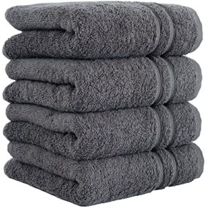Hammam Linen Bath Sheet Towels 6 Pieces Bundle | Includes: 2 Luxury Bath Sheet Towels, 4 Hand Towels | Quality, Soft Towel Set | Grey