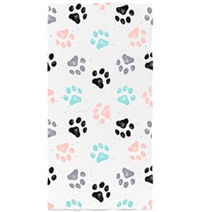 iuocfer cute dog's paw prints hand towels colorful animal pet footprint bath towels 13.6 * 29' highly absorbent kitchen dish towels for bathroom/kitchen decoration hotel gym spa sweat towels
