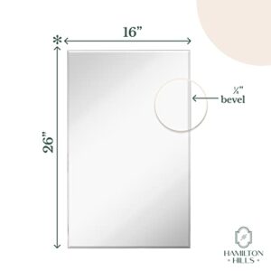 Hamilton Hills 16x26 inch White Recessed Medicine Cabinet with Mirror | Beveled Medicine Cabinet Organizer with Shelves | Farmhouse Wall Mounted Hanging Rectangular Bathroom Cabinet