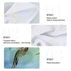 Summer Hummingbird Hand Towels for Kitchen,Purple Flower Absorbent Tie Hanging Towel with Loop 2 PCS Kitchen Linen Sets for Bathroom Restroom Home Decor