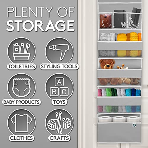 Phamous storage Over Door Organizer - Hanging Storage Organizer - ALL-IN-ONE Pantry Organizer - Bedroom Organization with 4x Pockets - Mounting Accessories & Mini Pocket