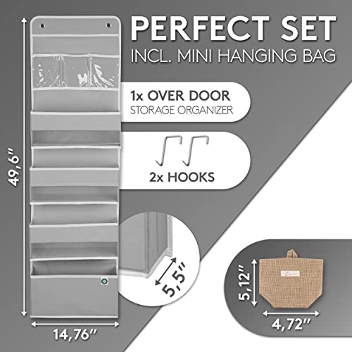 Phamous storage Over Door Organizer - Hanging Storage Organizer - ALL-IN-ONE Pantry Organizer - Bedroom Organization with 4x Pockets - Mounting Accessories & Mini Pocket