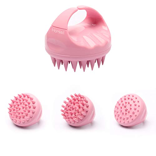 Scalp Massager Handheld Hair Massager Multifunctional Scalp Brush Hair Shampoo Brush Head Scrubber Body Massager Shoulder Foot Back Massager with 3 Different Brush Heads for Women Men Kids Pets