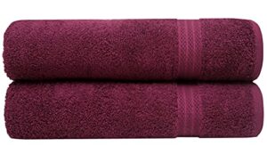 pleasant home bath sheets set - 2 pack – 35” x 70” - 100% cotton - 600 gsm – soft & absorbent – durable (violet)