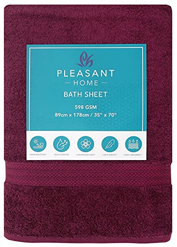 Pleasant Home Bath Sheets Set - 2 Pack – 35” x 70” - 100% Cotton - 600 GSM – Soft & Absorbent – Durable (Violet)