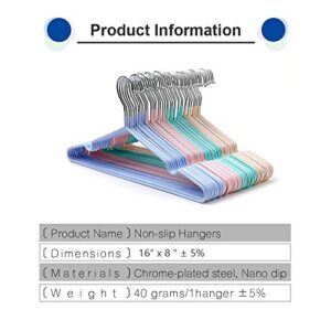 Lomani Colored Steel Clothes Hangers, Non Slip Hangers, Durable Heavy Duty, Coat Hangers, No Shoulder Bump Suit Hangers, Laundry Metal Hangers, Space Saving Adult Clothes Hangers 60 Pack-Random Color