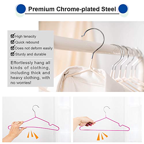 Lomani Colored Steel Clothes Hangers, Non Slip Hangers, Durable Heavy Duty, Coat Hangers, No Shoulder Bump Suit Hangers, Laundry Metal Hangers, Space Saving Adult Clothes Hangers 60 Pack-Random Color