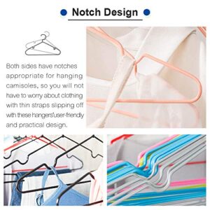 Lomani Colored Steel Clothes Hangers, Non Slip Hangers, Durable Heavy Duty, Coat Hangers, No Shoulder Bump Suit Hangers, Laundry Metal Hangers, Space Saving Adult Clothes Hangers 60 Pack-Random Color