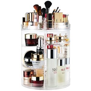 ameitech makeup organizer, 360 degree rotating adjustable cosmetic storage display case with 8 layers large capacity, fits jewelry, makeup brushes, lipsticks and more, clear transparent