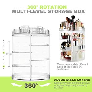 AMEITECH Makeup Organizer, 360 Degree Rotating Adjustable Cosmetic Storage Display Case with 8 Layers Large Capacity, Fits Jewelry, Makeup Brushes, Lipsticks and More, Clear Transparent