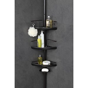 home zone 3-tier adjustable bathroom caddy | shelf, extension pole, oil-rubbed bronze finish