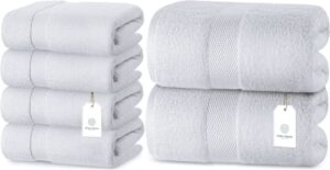 luxury white bath large towels | set of 4 and luxury bath sheet towels extra large | 2 pack bundle
