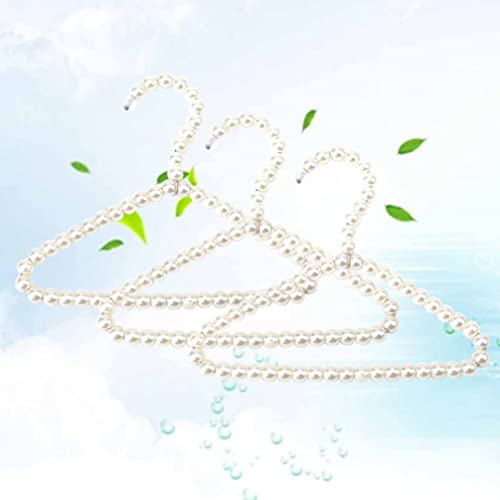 Ipetboom 3 Pcs Pearl Beads Clothes Hangers Pet Clothes Hangers Faux Pearl Baby Hangers Dog Costume Hangers Dress Coat Hangers Clothes Drying Rack for Kids Children Pet Dog White