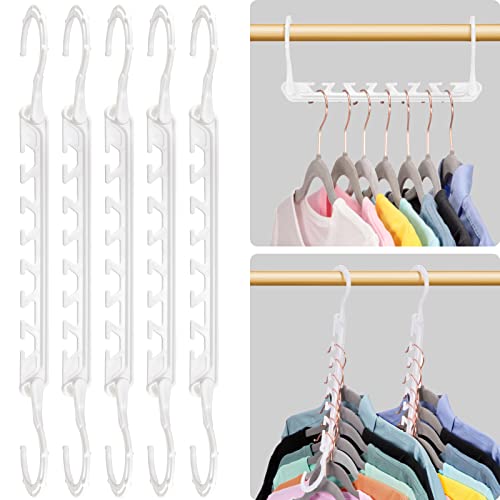 HOUSE DAY Magic Hangers Space Saving 10 Pack, Upgraded Sturdy Smart Space Triangles for Hangers, Premium Hanger Hooks Triple Closet Space, Closet Organizers and Storage, College Room Essentials, White