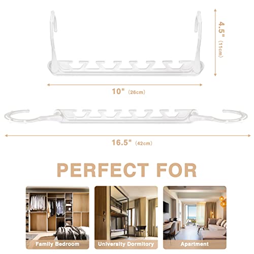 HOUSE DAY Magic Hangers Space Saving 10 Pack, Upgraded Sturdy Smart Space Triangles for Hangers, Premium Hanger Hooks Triple Closet Space, Closet Organizers and Storage, College Room Essentials, White