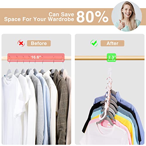 HOUSE DAY Magic Hangers Space Saving 10 Pack, Upgraded Sturdy Smart Space Triangles for Hangers, Premium Hanger Hooks Triple Closet Space, Closet Organizers and Storage, College Room Essentials, White