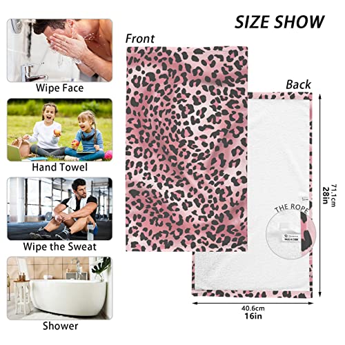 ALAZA Pink Leopard Print Cheetah Tie Dye Hand Towels for Bathroom 1OO% Cotton 2 pcs Face Towel 16 x 28 inch, Absorbent Soft & Skin-Friendly