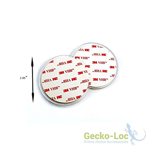 Gecko-Loc 🦎 Brand Clear Acrylic Adhesive Disk 1 Side Sticky Pad for Mounting Suction Cup - Works with Sanno, ipegtop, slideep & ARCCI Shower Caddy Baskets & Shelves - 2 Pack 2.85" Diameter