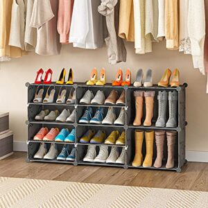KOUSI Portable Shoe Rack for Closet Shoe Organizer Tower Shelf Shoe Storage Cabinet Stand Expandable for Heels, Boots, Slippers