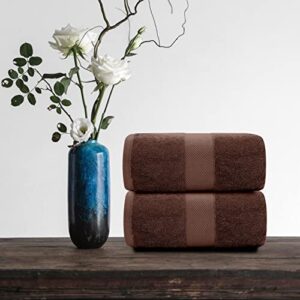 White Classic Luxury Hand Towels | 6 Pack Luxury Bath Sheet | 2 Pack Bundle (Brown)