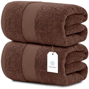 White Classic Luxury Hand Towels | 6 Pack Luxury Bath Sheet | 2 Pack Bundle (Brown)